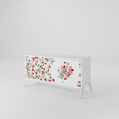 FLOWERS AND STRAWBERRIES Compact 2-Door TV Cabinet