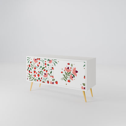 FLOWERS AND STRAWBERRIES Compact 2-Door TV Cabinet