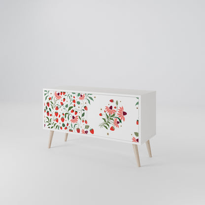 FLOWERS AND STRAWBERRIES Compact 2-Door TV Cabinet