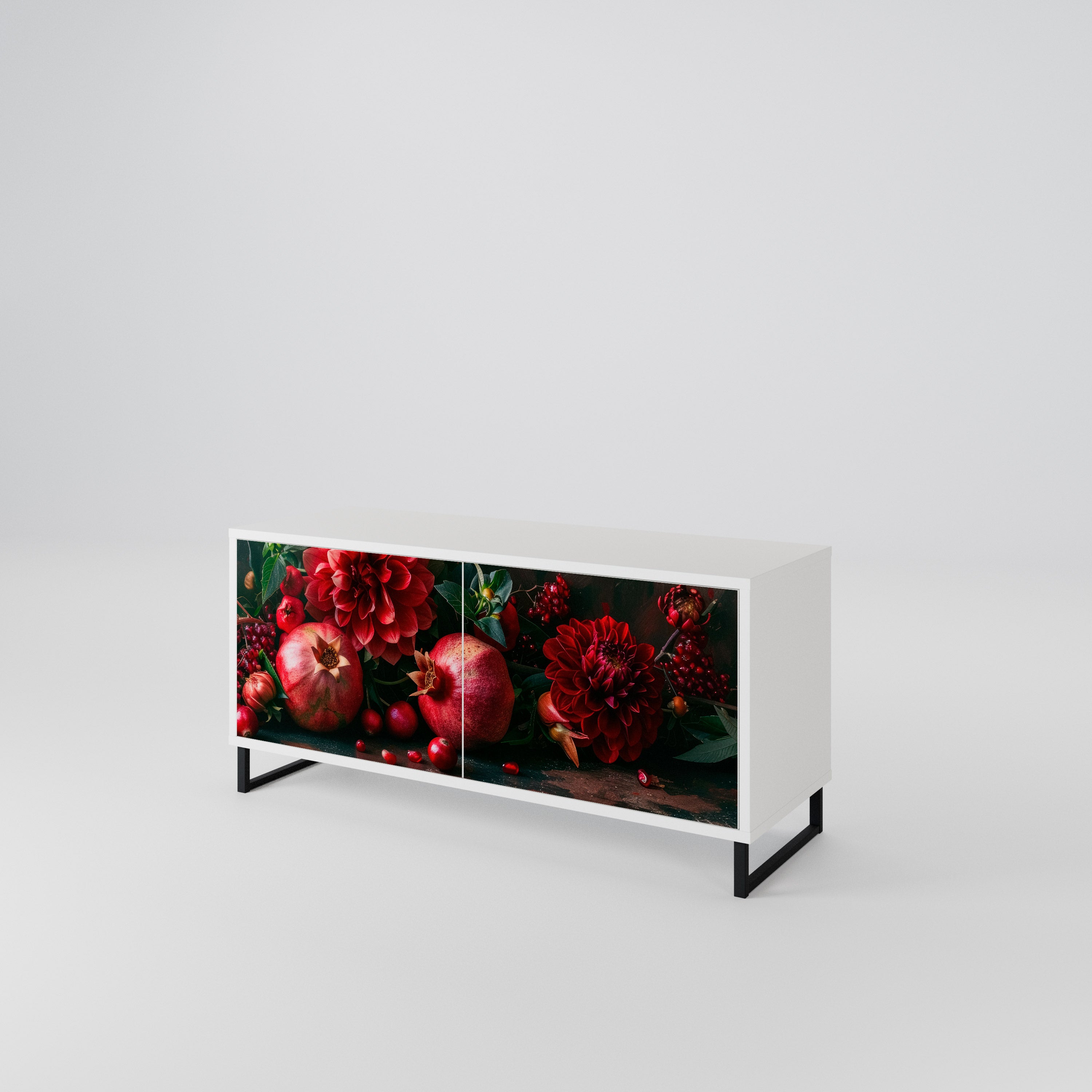 DAHLIAS AND POMEGRANATES Compact 2-Door TV Cabinet
