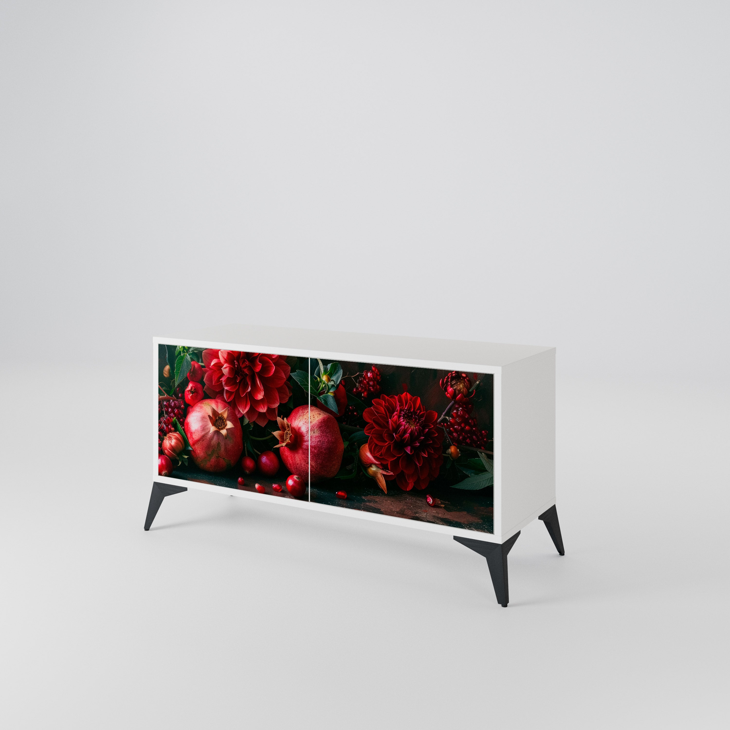 DAHLIAS AND POMEGRANATES Compact 2-Door TV Cabinet
