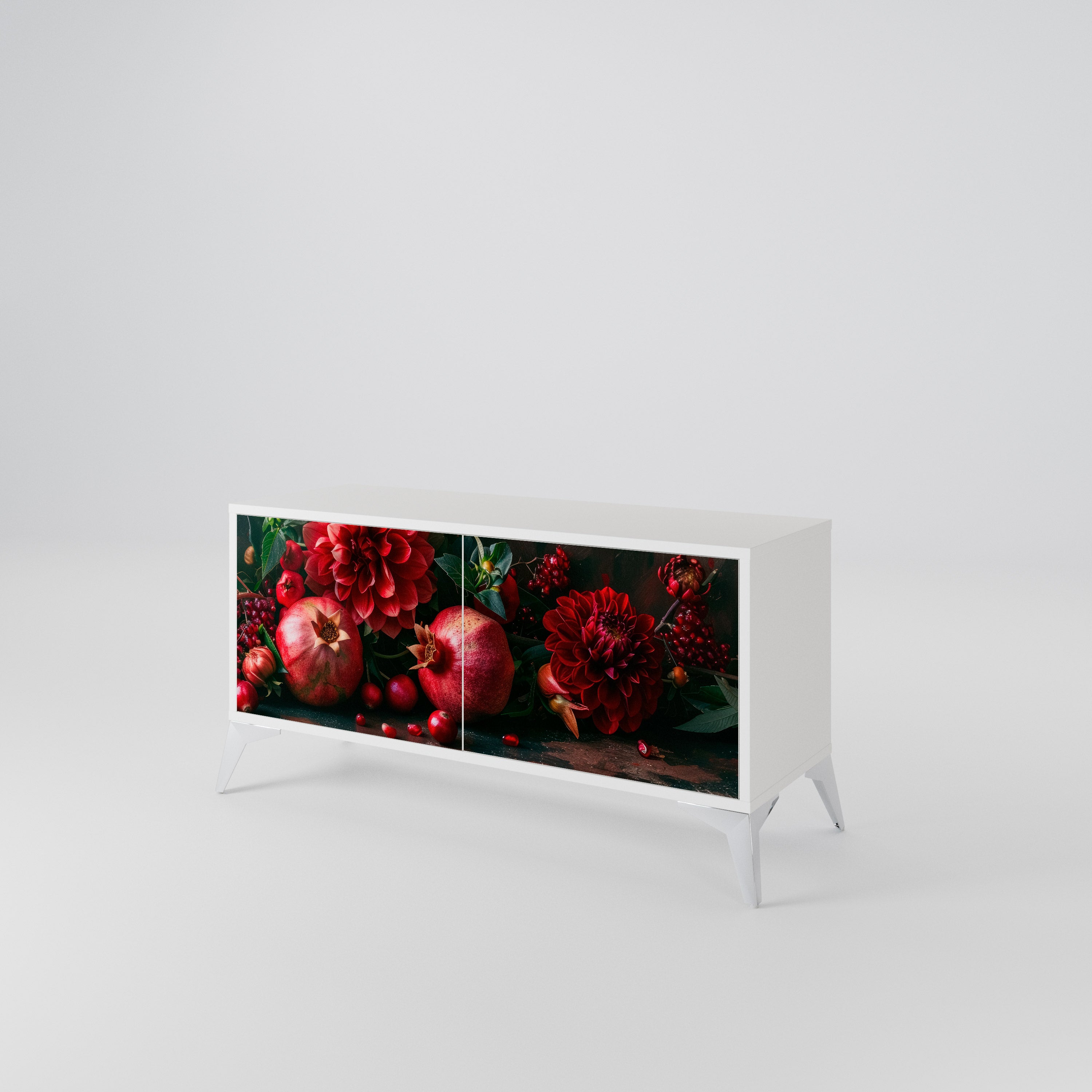 DAHLIAS AND POMEGRANATES Compact 2-Door TV Cabinet