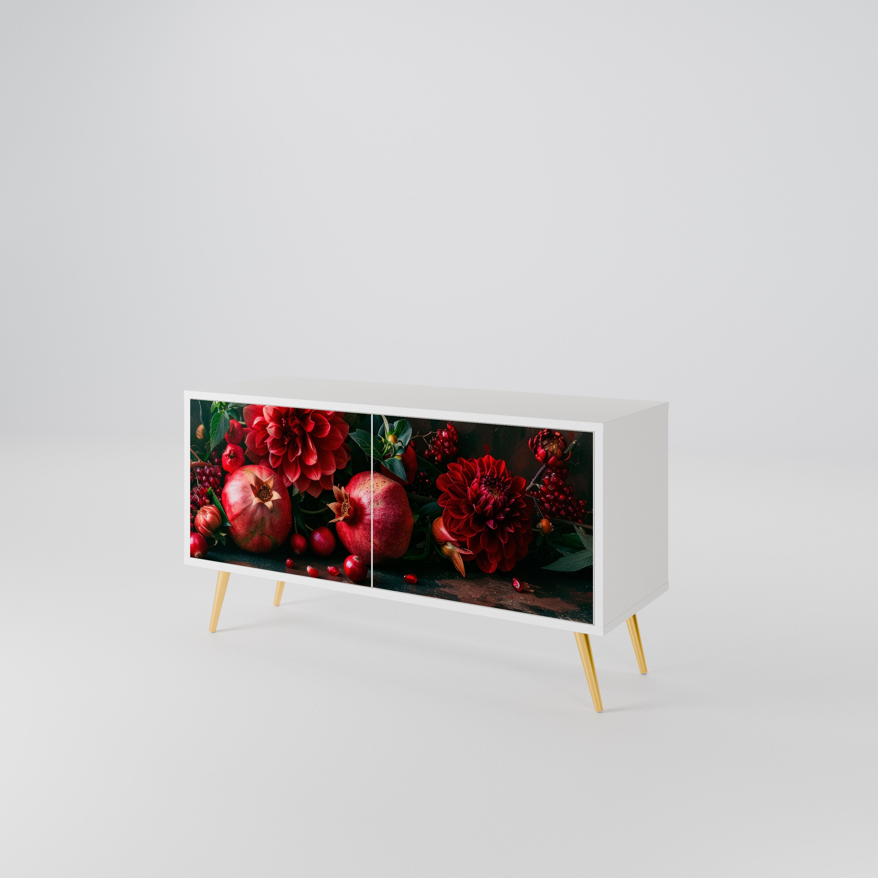 DAHLIAS AND POMEGRANATES Compact 2-Door TV Cabinet