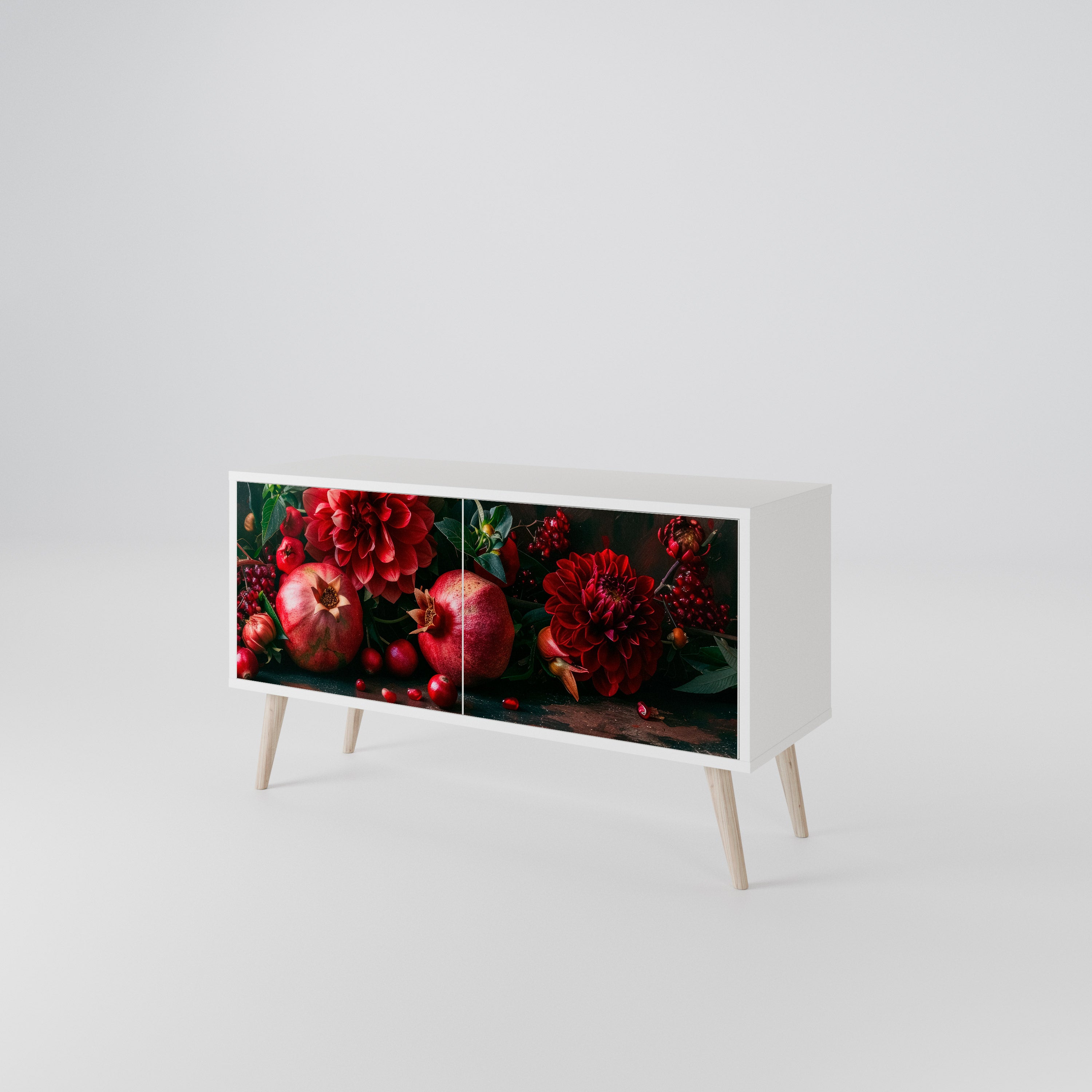 DAHLIAS AND POMEGRANATES Compact 2-Door TV Cabinet