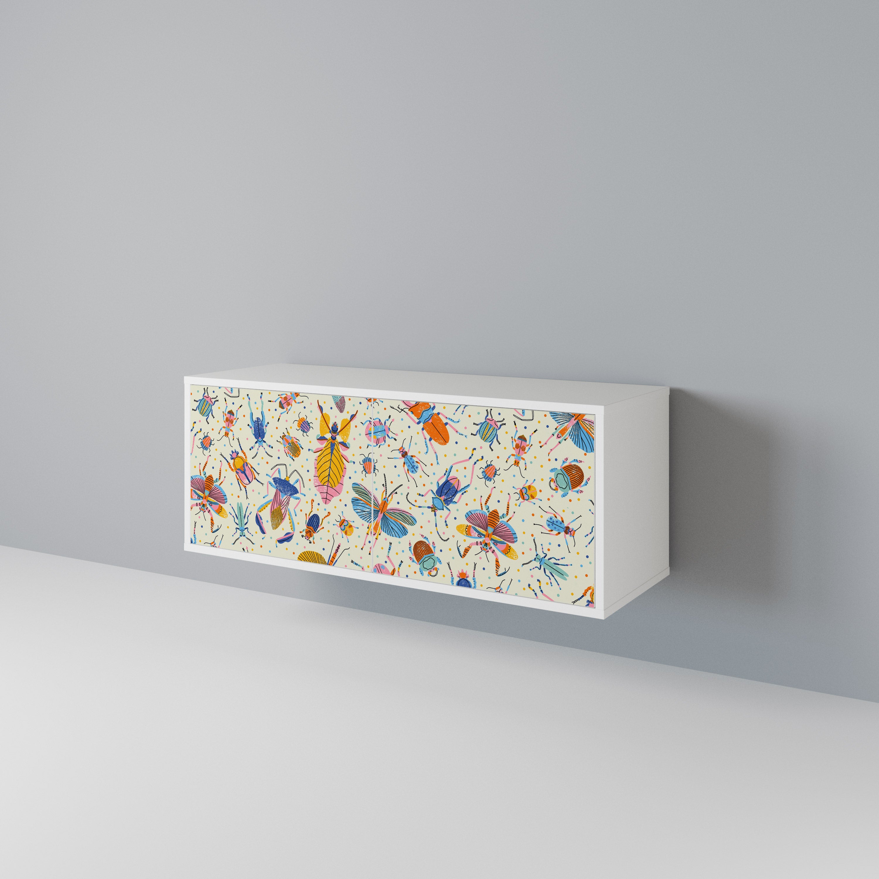 COLORFUL INSECTS Compact 2-Door TV Cabinet