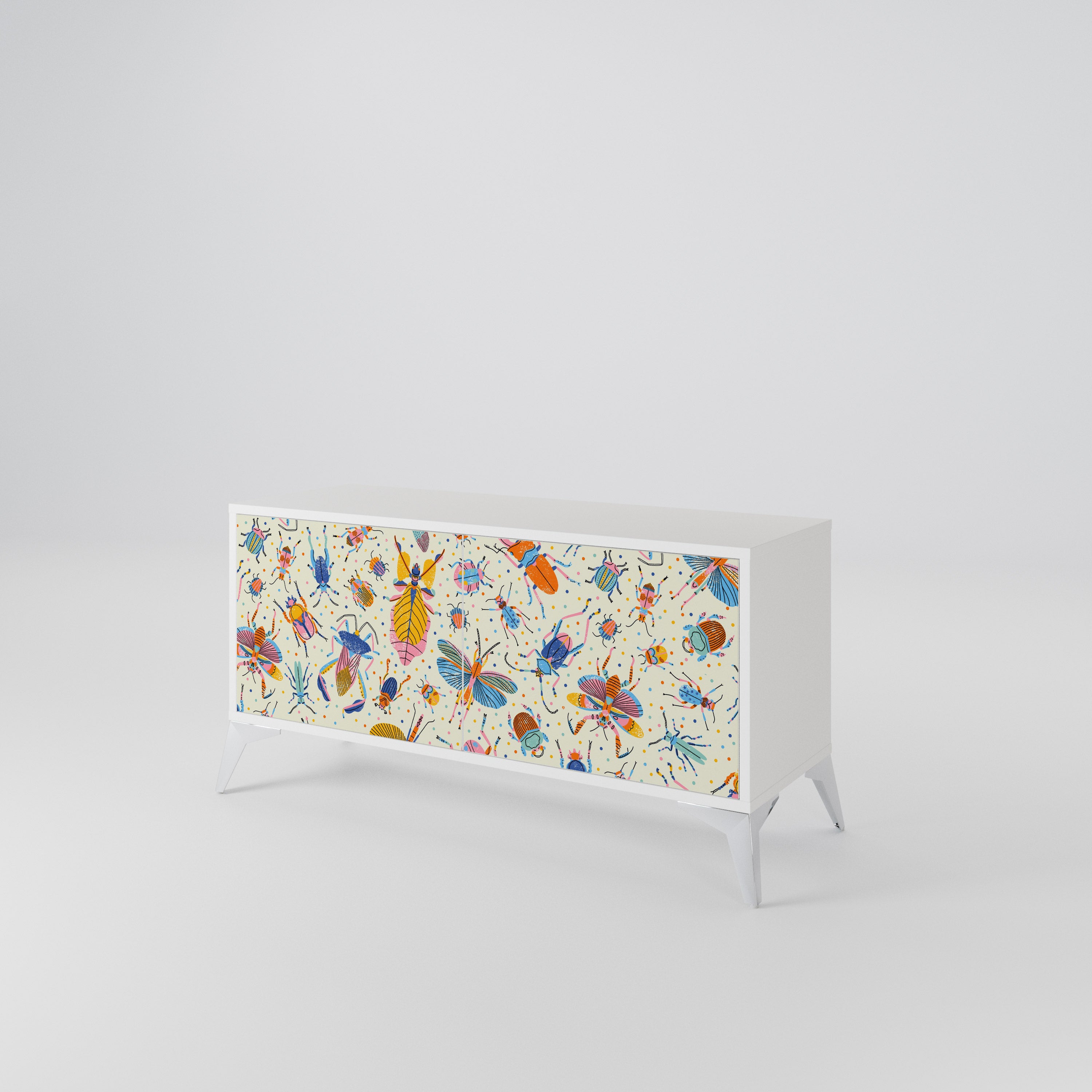 COLORFUL INSECTS Compact 2-Door TV Cabinet