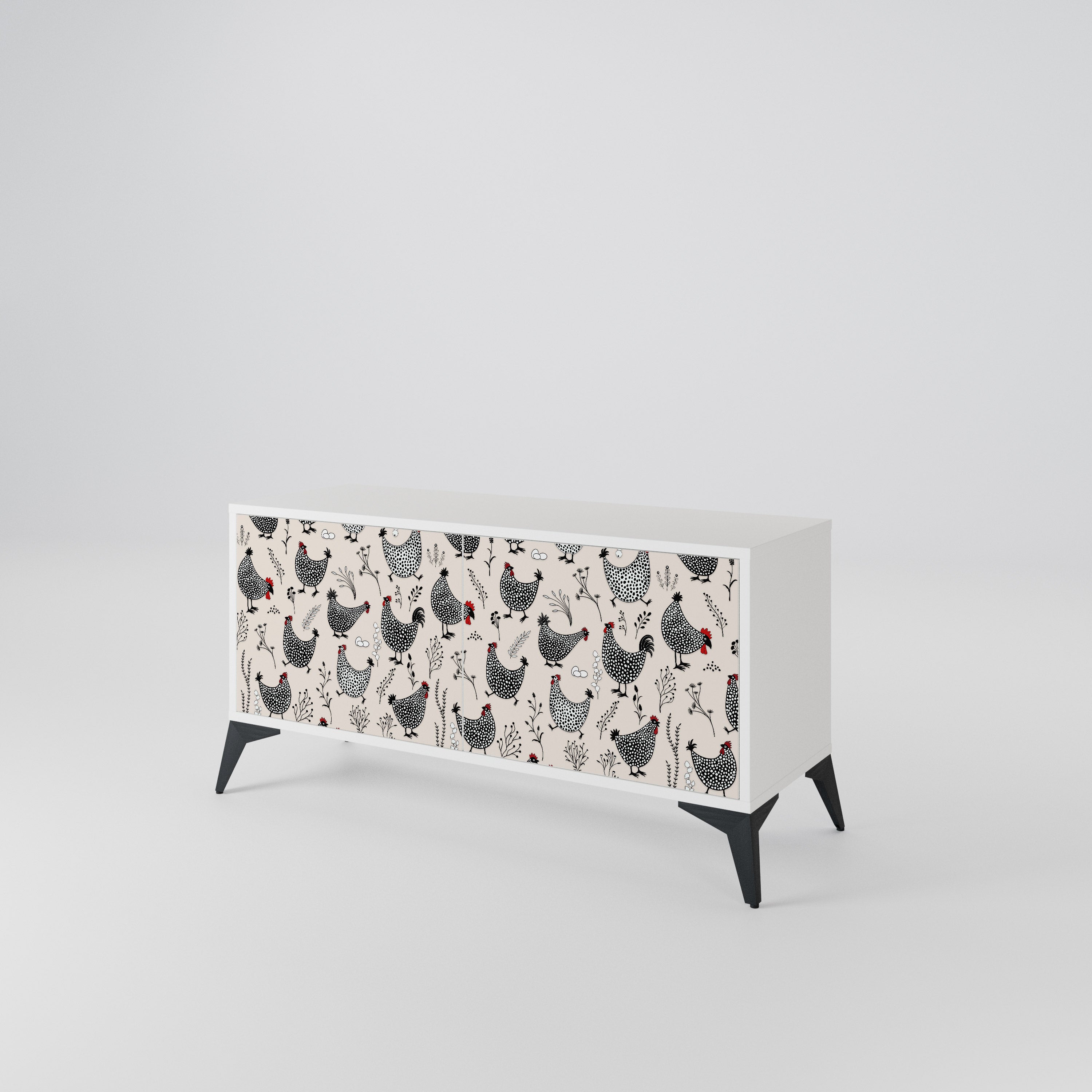 HAPPY HENS Compact 2-Door TV Cabinet