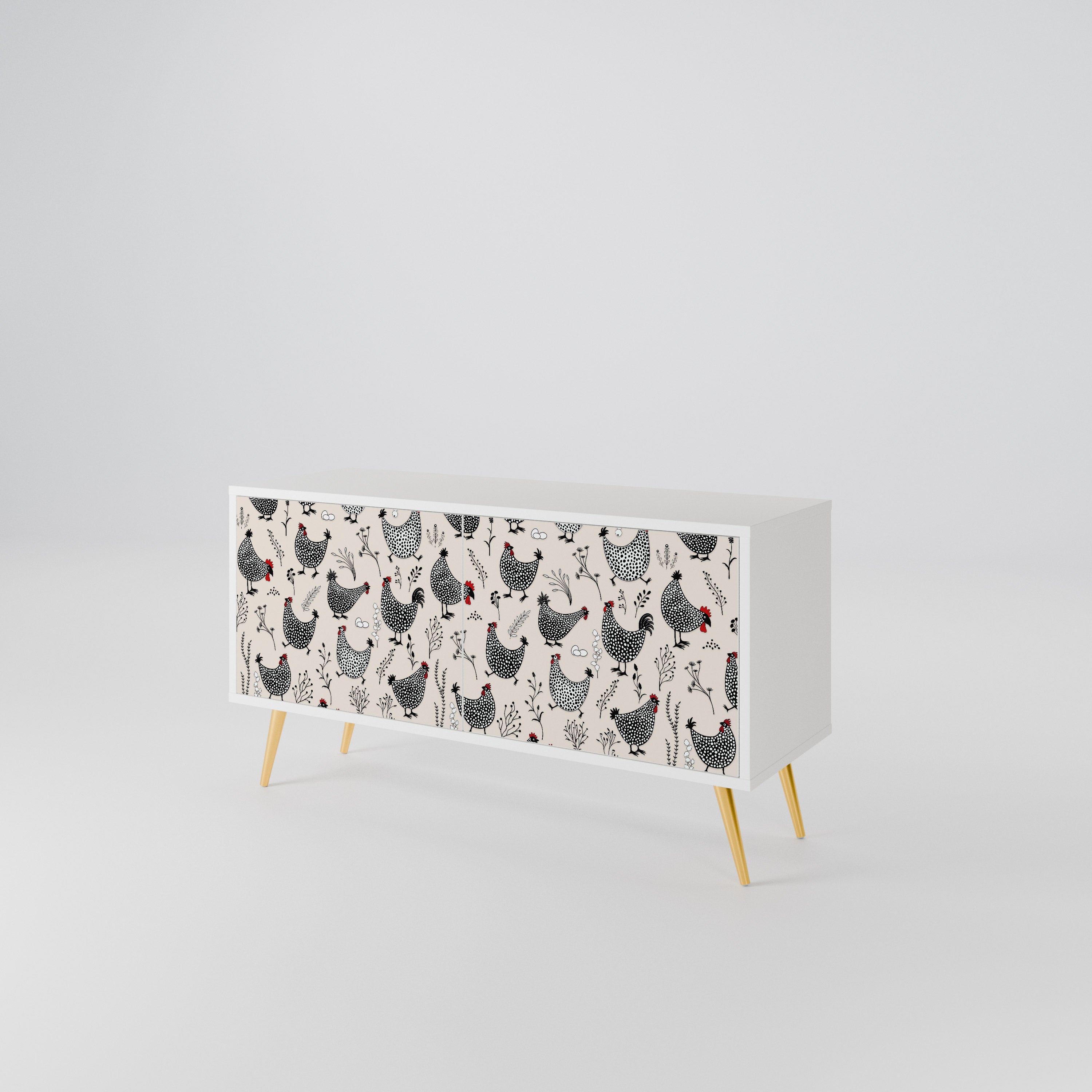 HAPPY HENS Compact 2-Door TV Cabinet