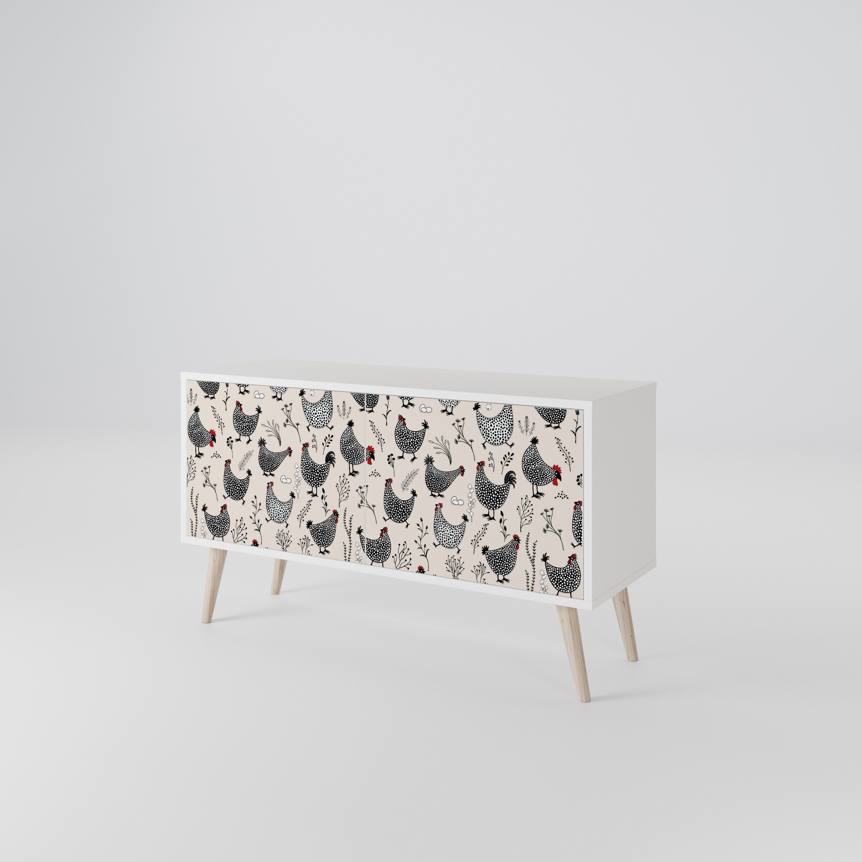 HAPPY HENS Compact 2-Door TV Cabinet