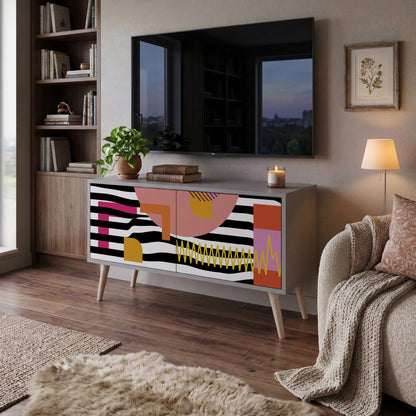CHROMATIC ABSTRACT Compact 2-Door TV Cabinet