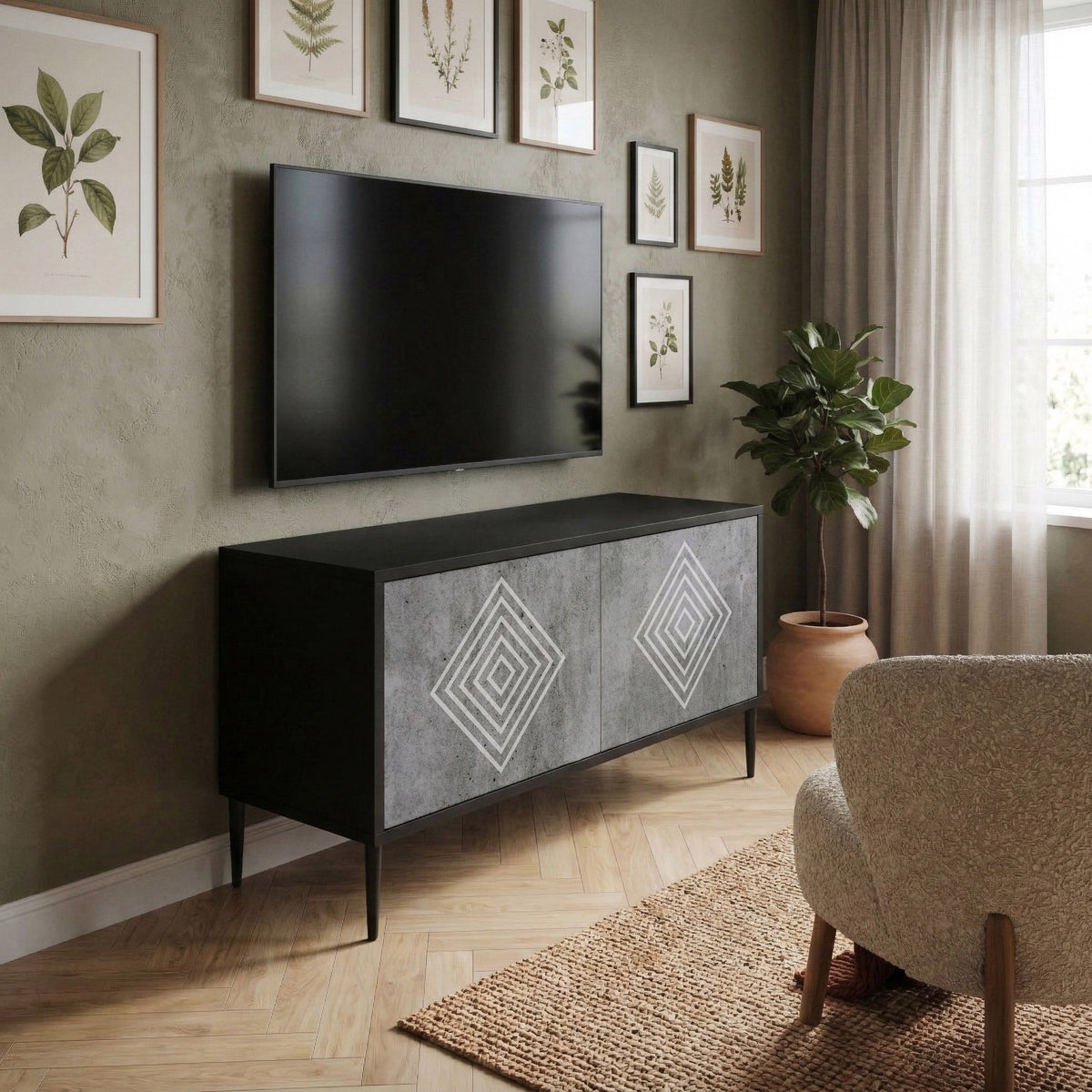 POLYGONAL ARTISTRY Compact 2-Door TV Cabinet