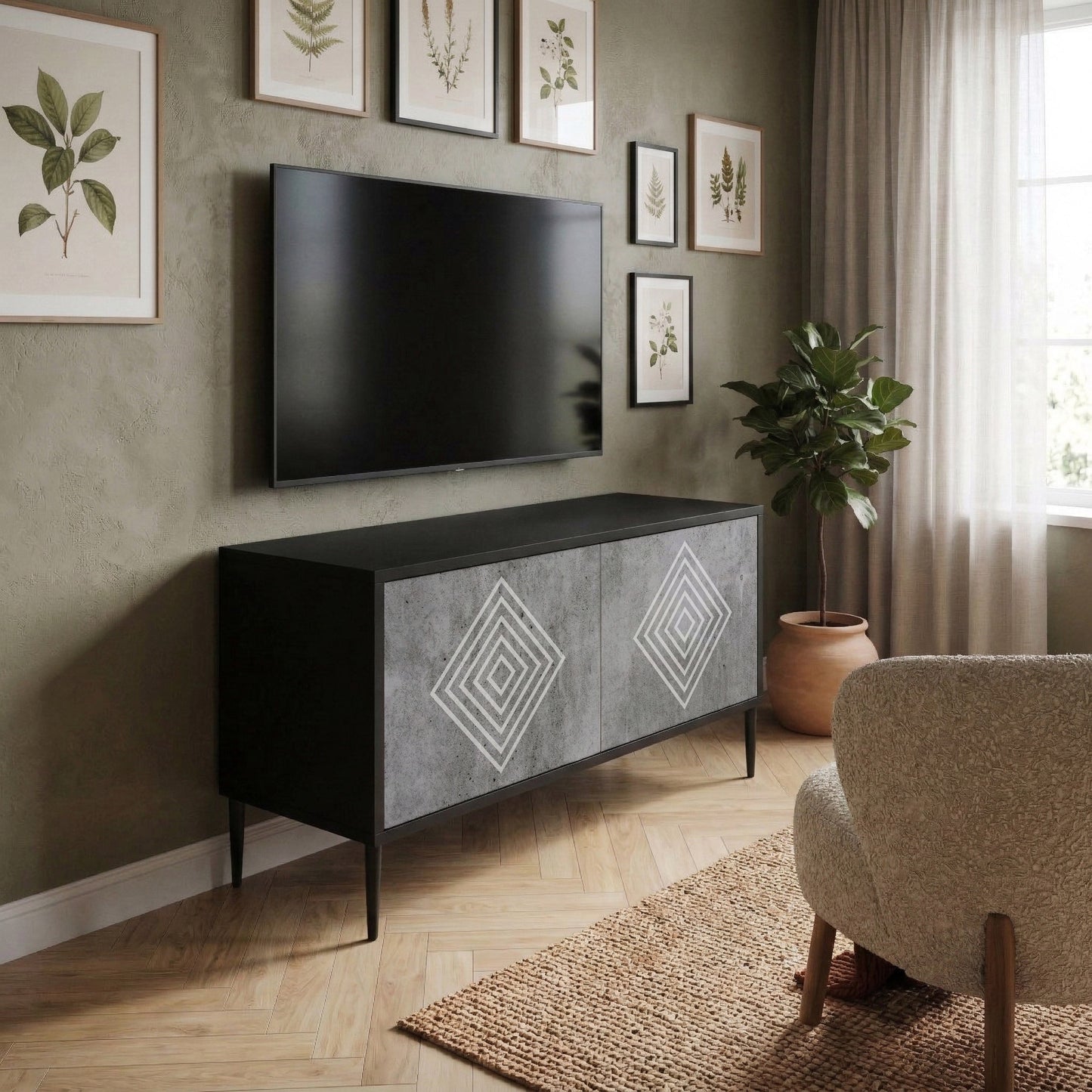POLYGONAL ARTISTRY Compact 2-Door TV Cabinet