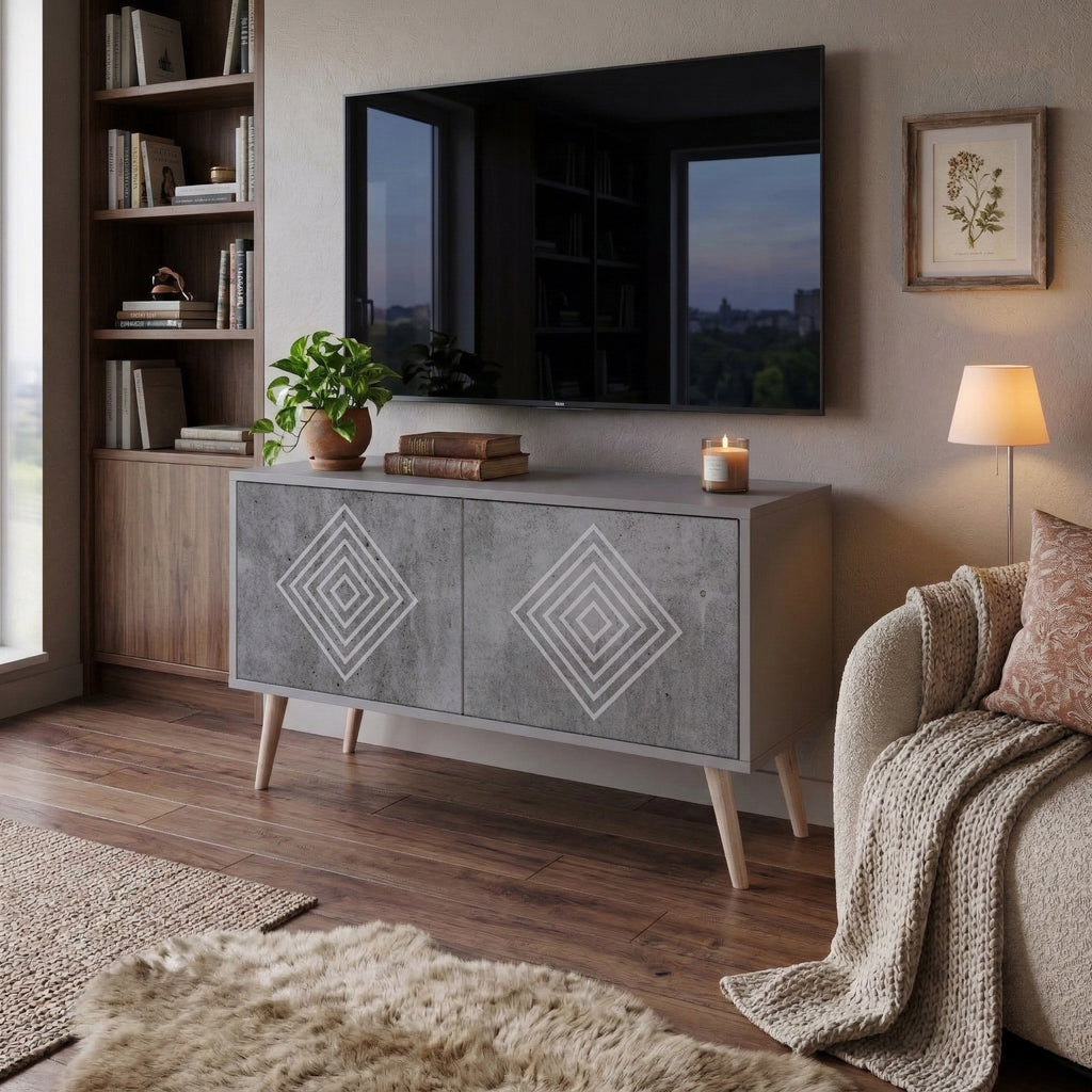 POLYGONAL ARTISTRY Compact 2-Door TV Cabinet
