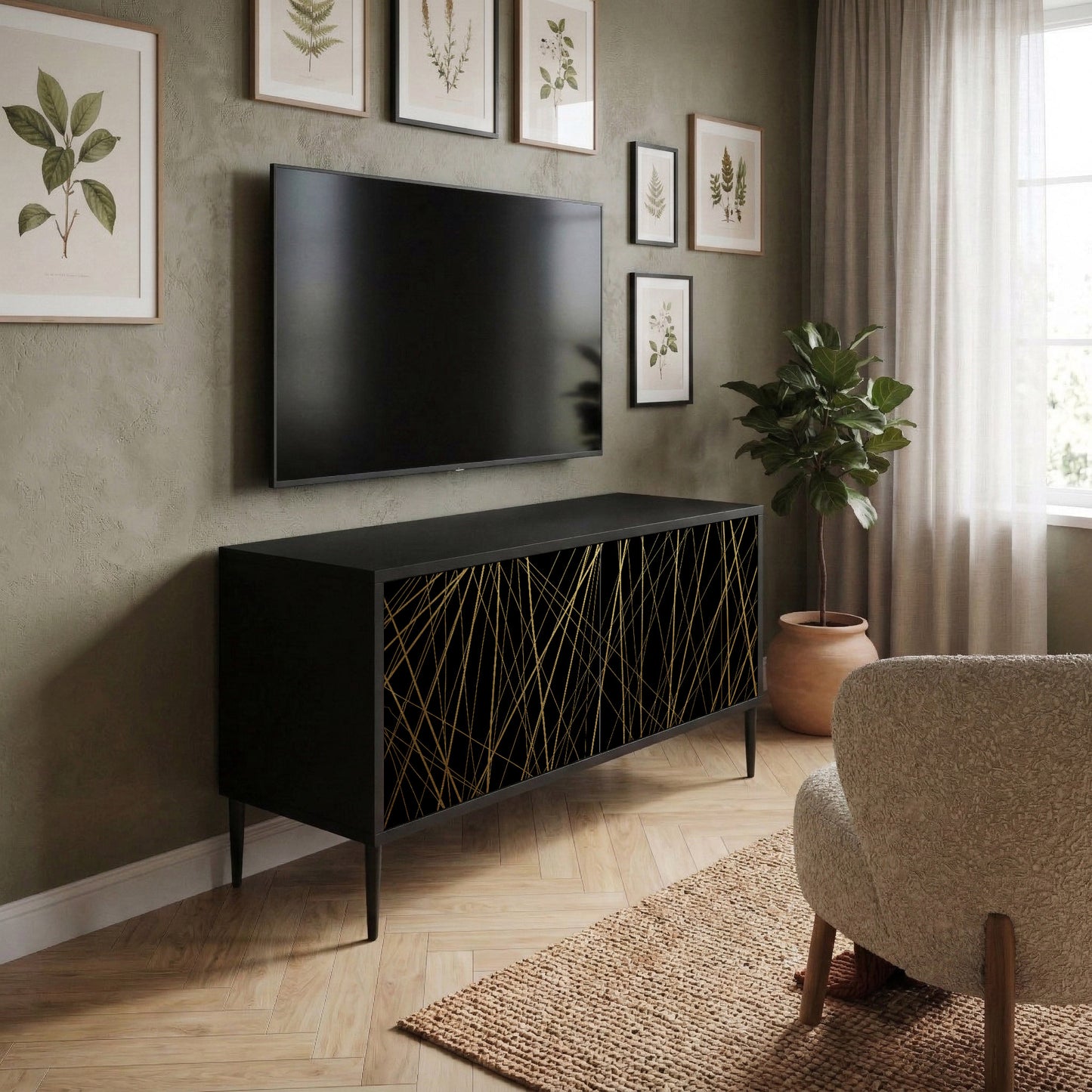BRIGHT MESH Compact 2-Door TV Cabinet