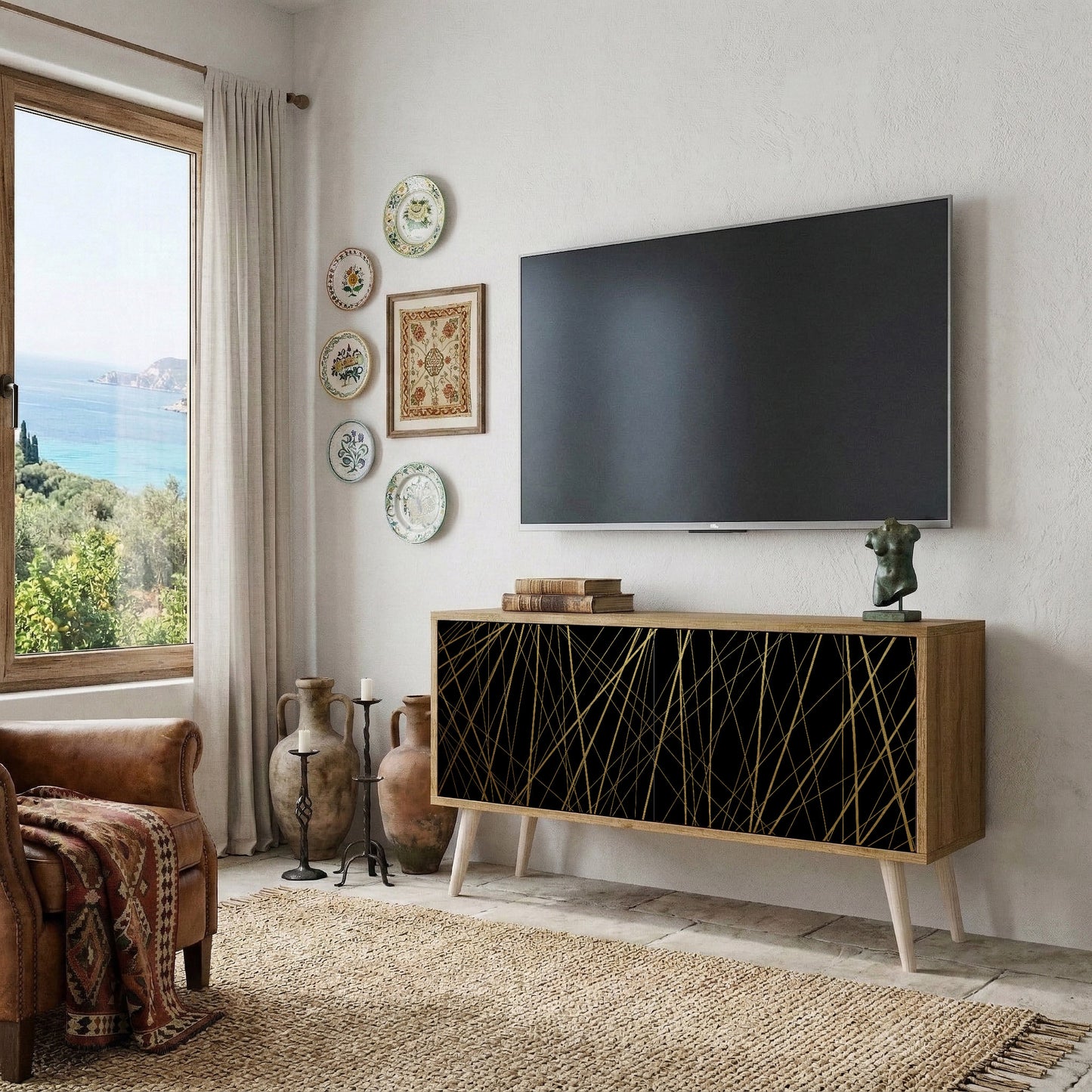 BRIGHT MESH Compact 2-Door TV Cabinet