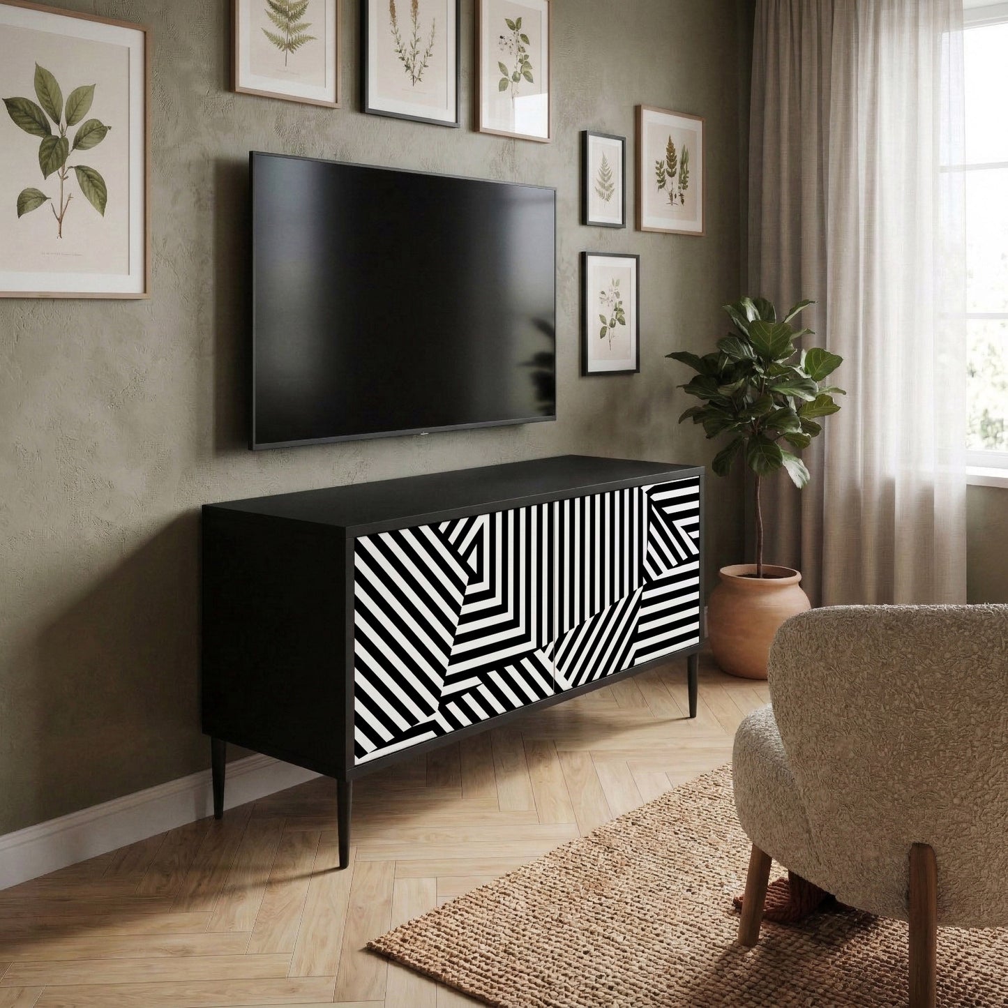 ILLUSIONARY LATTICE Compact 2-Door TV Cabinet