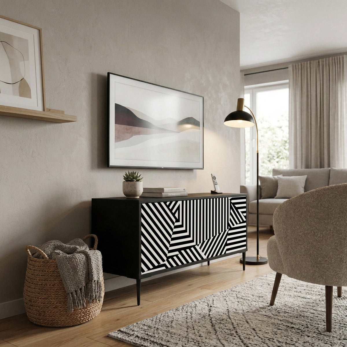 ILLUSIONARY LATTICE Compact 2-Door TV Cabinet