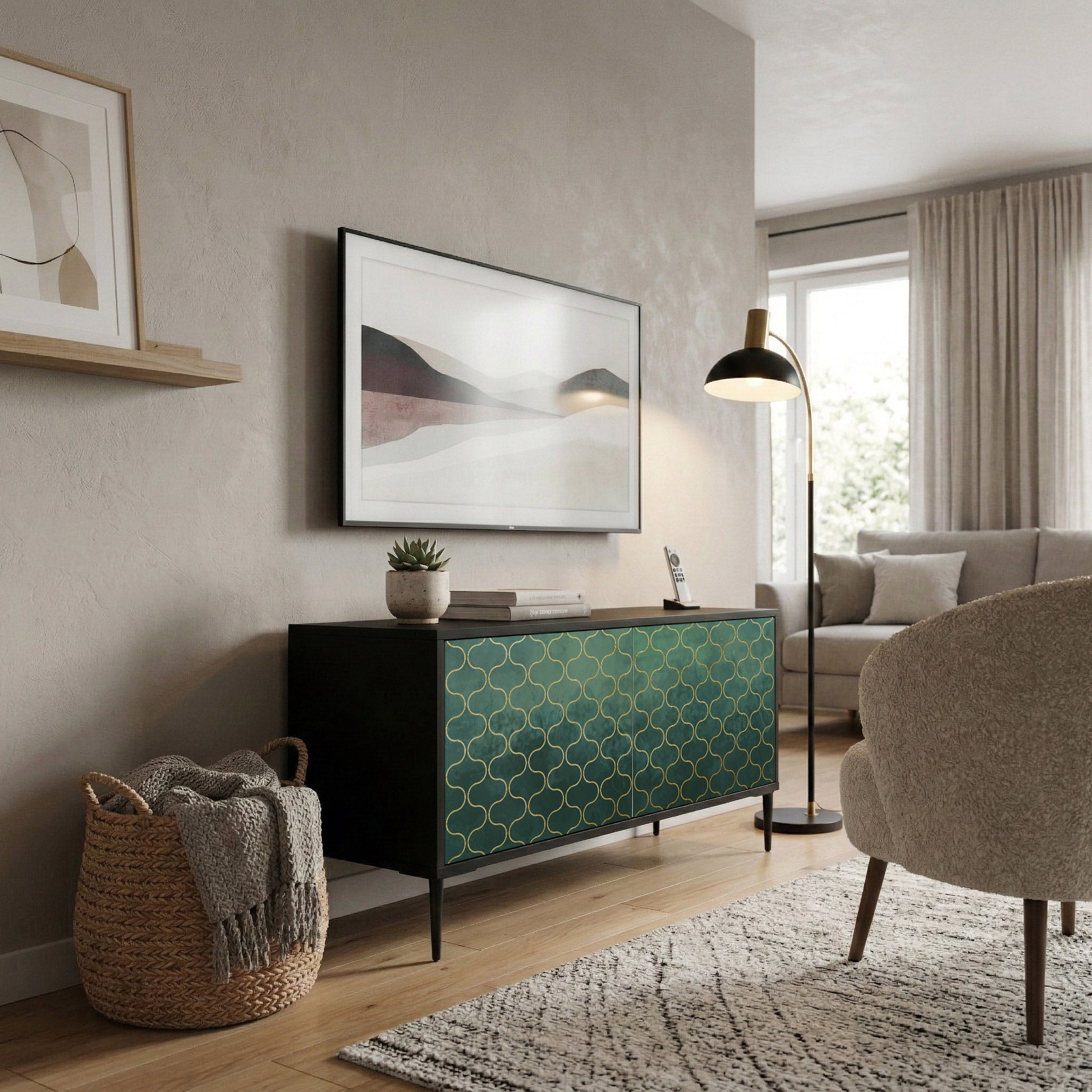 TESSELATED GREENERY Compact 2-Door TV Cabinet