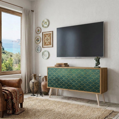 TESSELATED GREENERY Compact 2-Door TV Cabinet