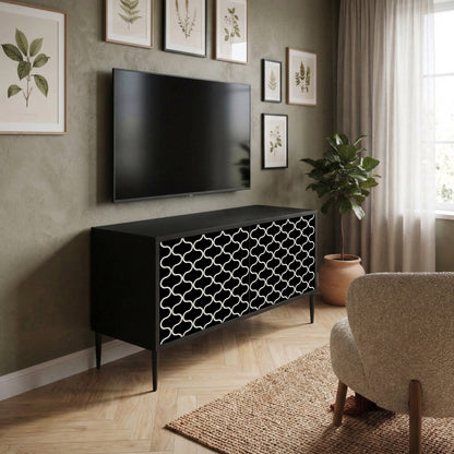 TESSELATED BLACKNESS Compact 2-Door TV Cabinet