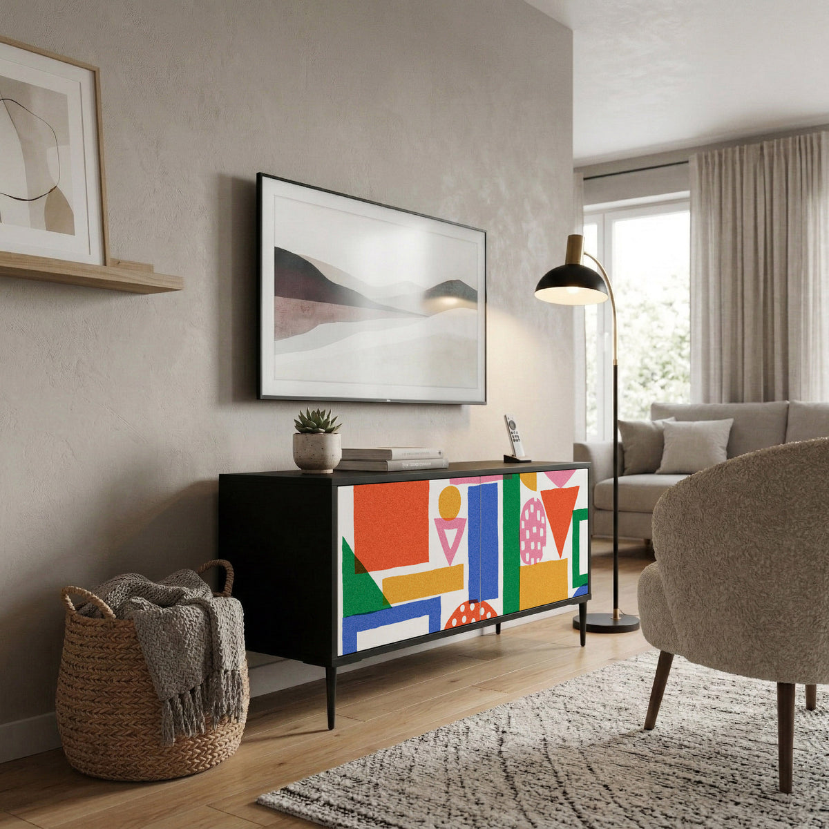 GEOMETRIC GLIMMER Compact 2-Door TV Cabinet