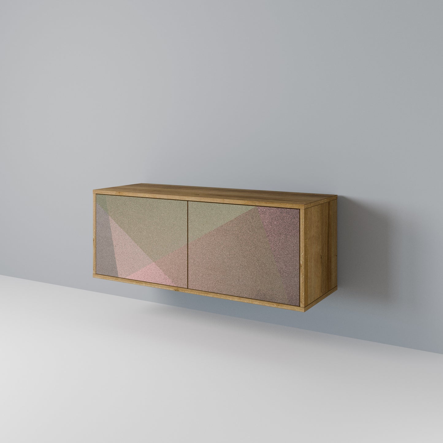 BEIGE GEOMETRY Compact 2-Door TV Cabinet