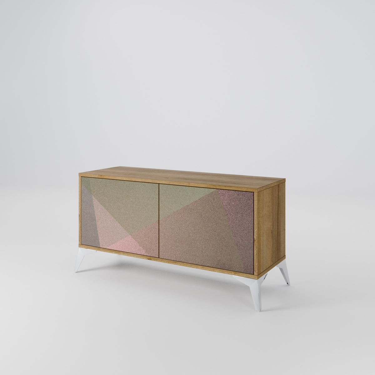 BEIGE GEOMETRY Compact 2-Door TV Cabinet