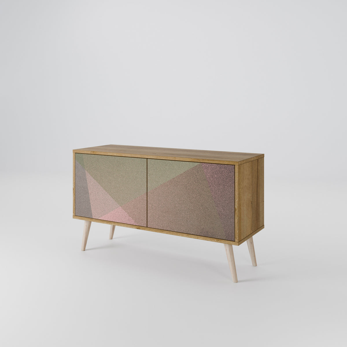 BEIGE GEOMETRY Compact 2-Door TV Cabinet