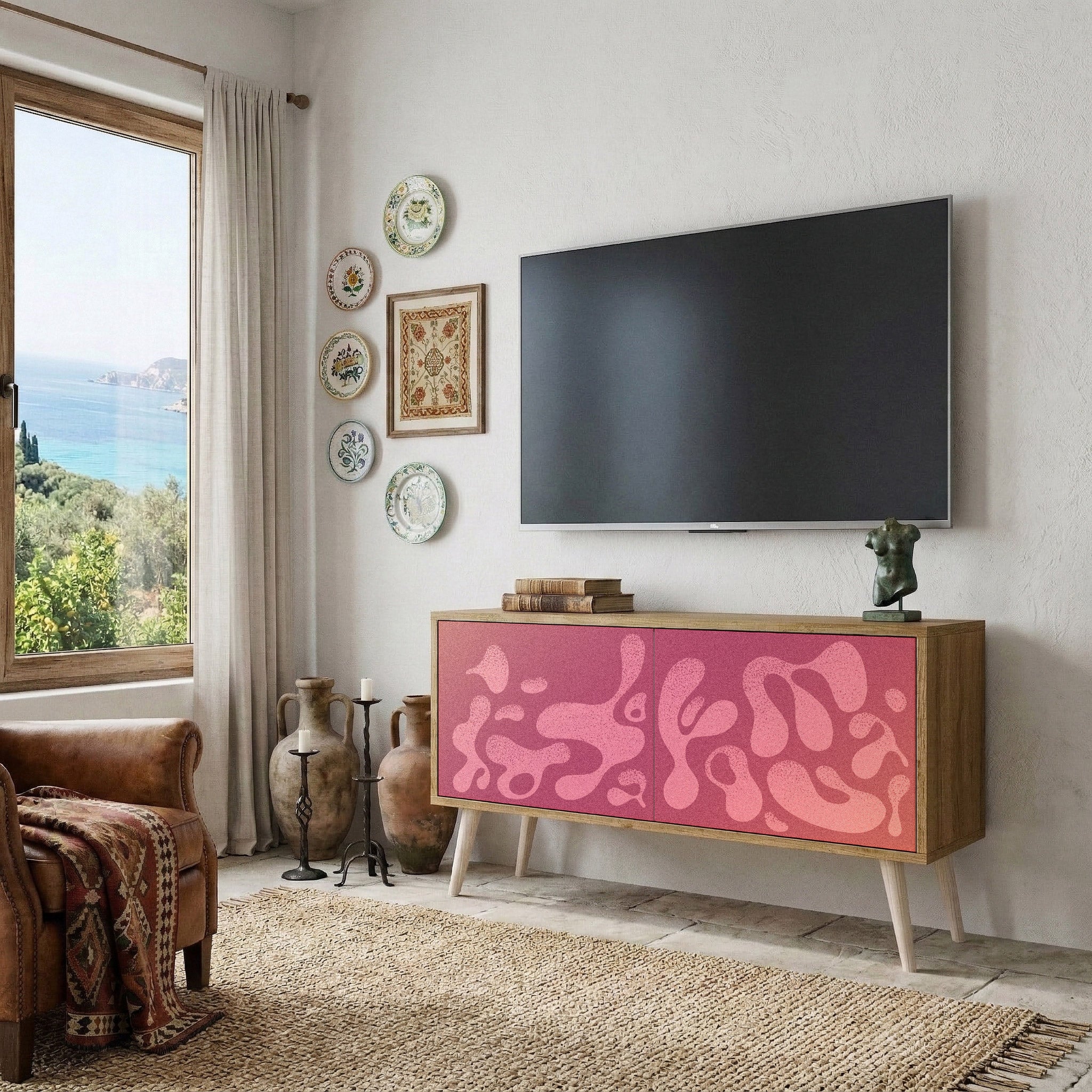 IRREGULAR PINK Compact 2-Door TV Cabinet