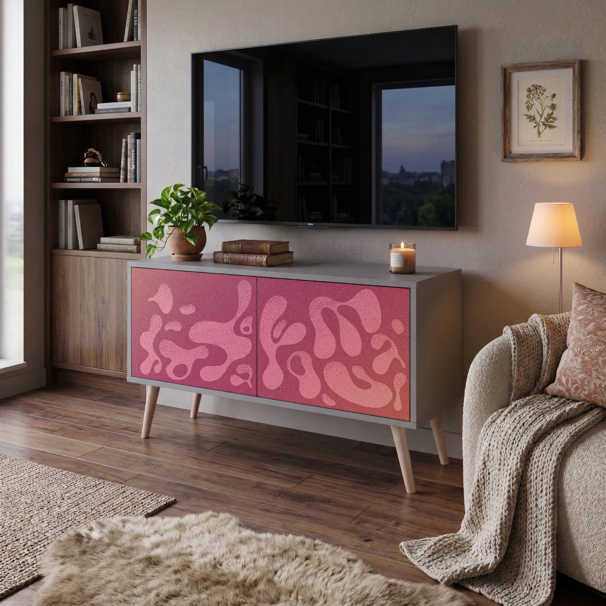 IRREGULAR PINK Compact 2-Door TV Cabinet