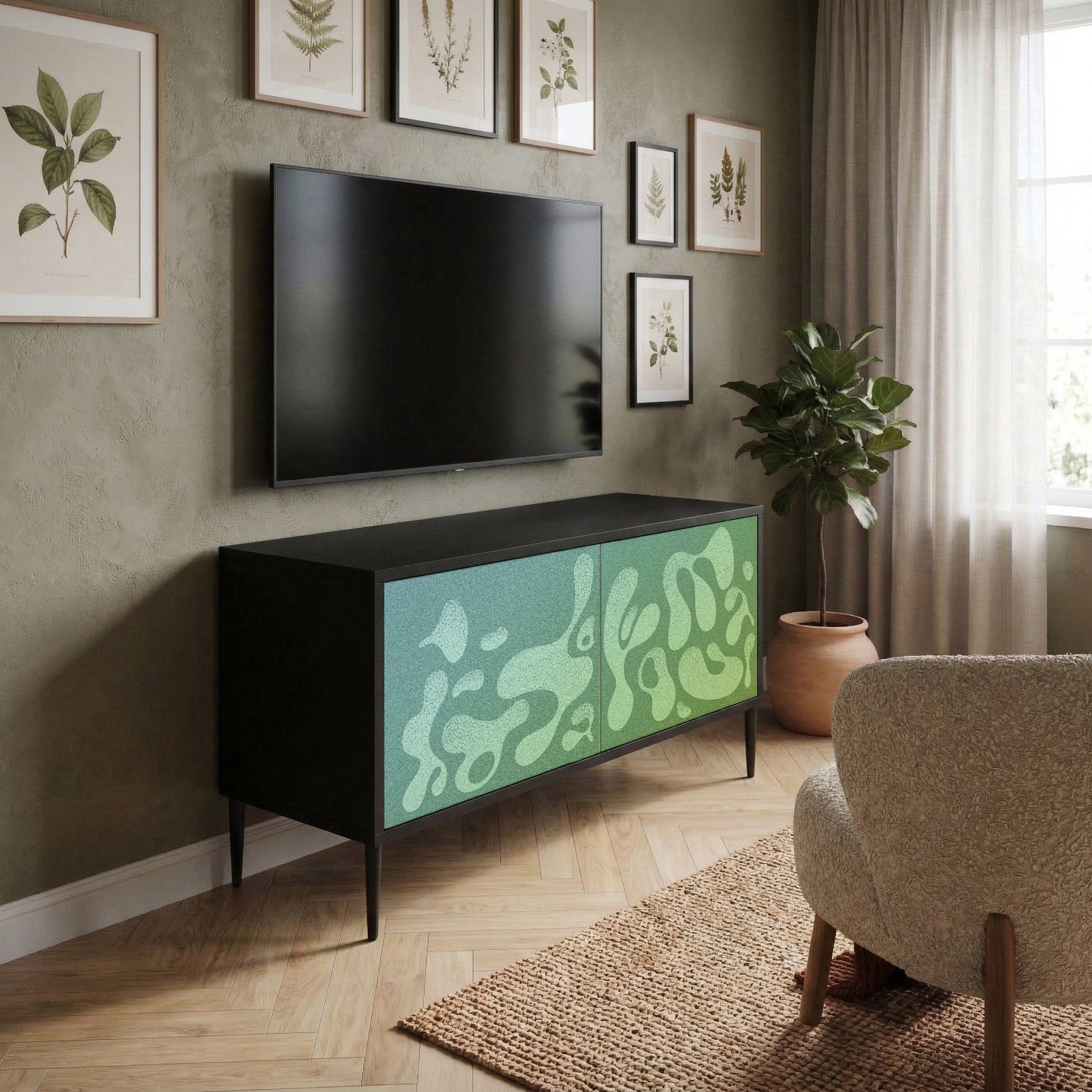 IRREGULAR BLUE Compact 2-Door TV Cabinet