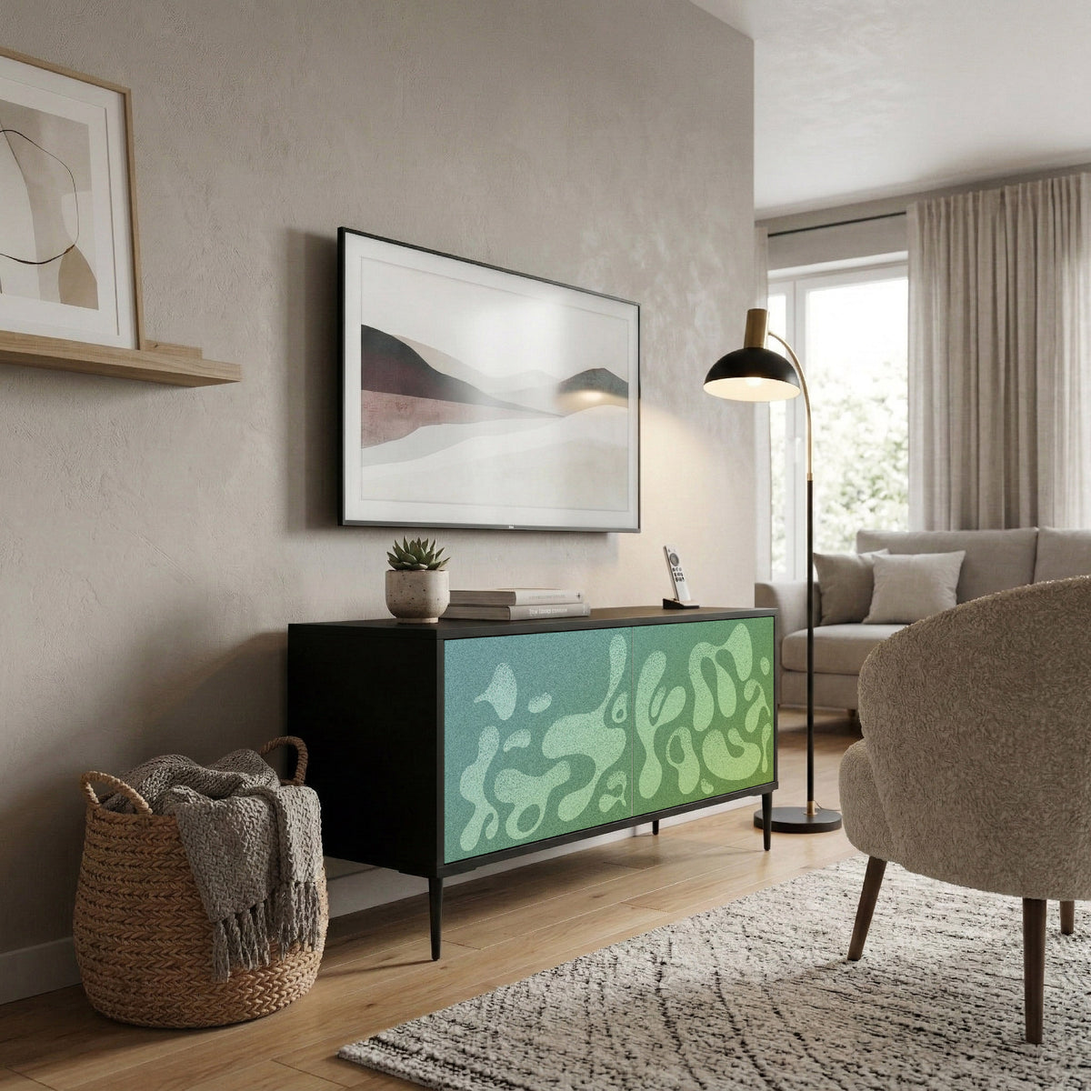 IRREGULAR BLUE Compact 2-Door TV Cabinet