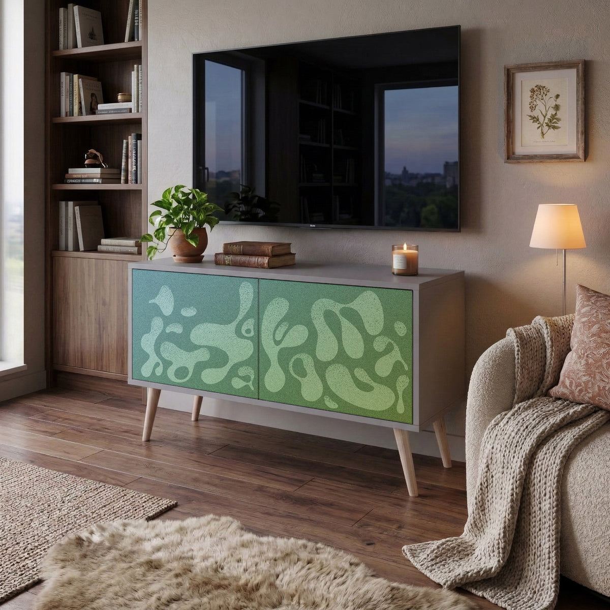 IRREGULAR BLUE Compact 2-Door TV Cabinet