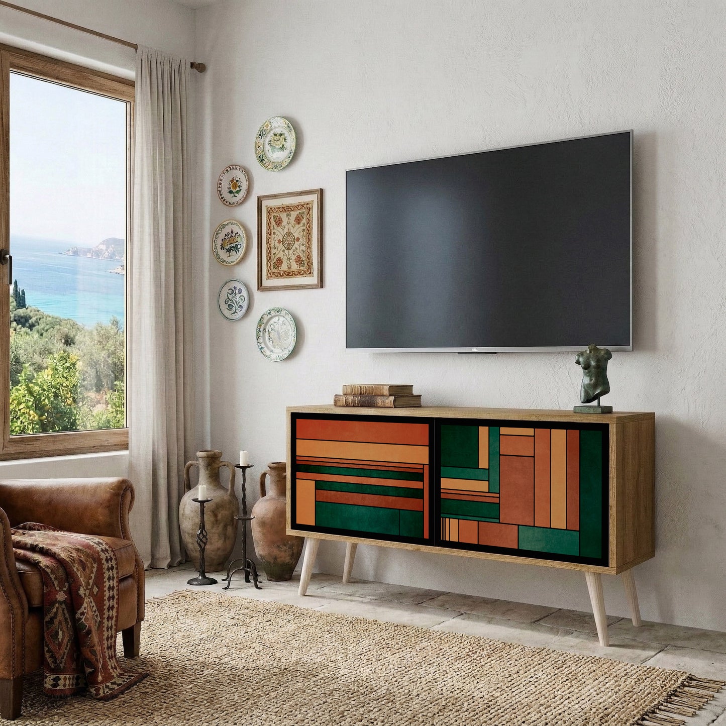EARTHY FIGURES Compact 2-Door TV Cabinet