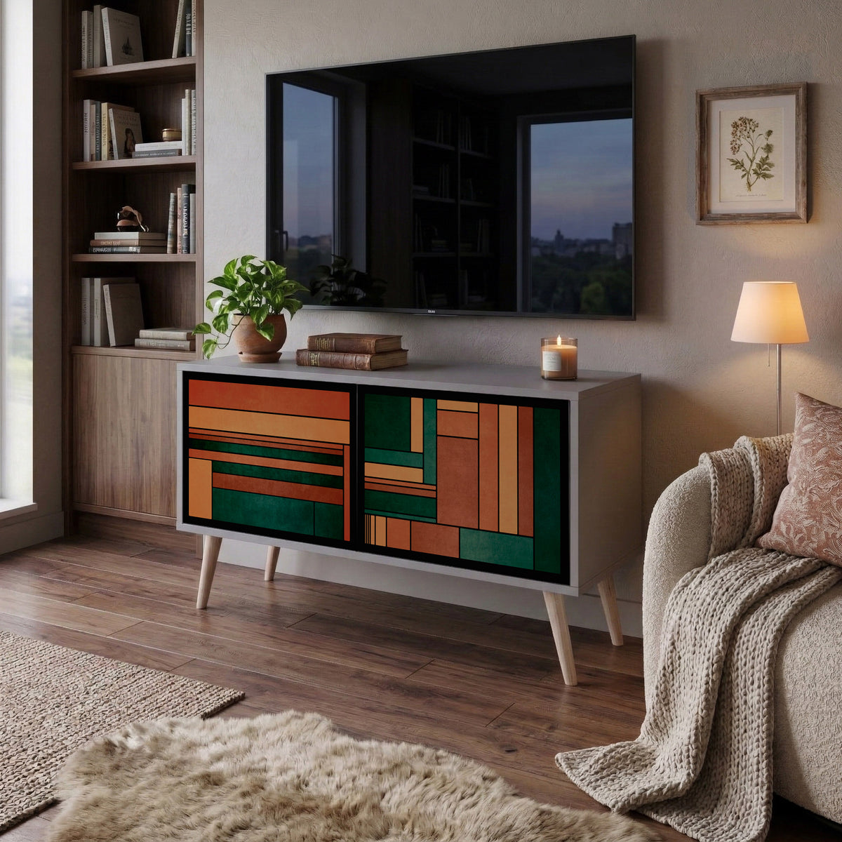 EARTHY FIGURES Compact 2-Door TV Cabinet