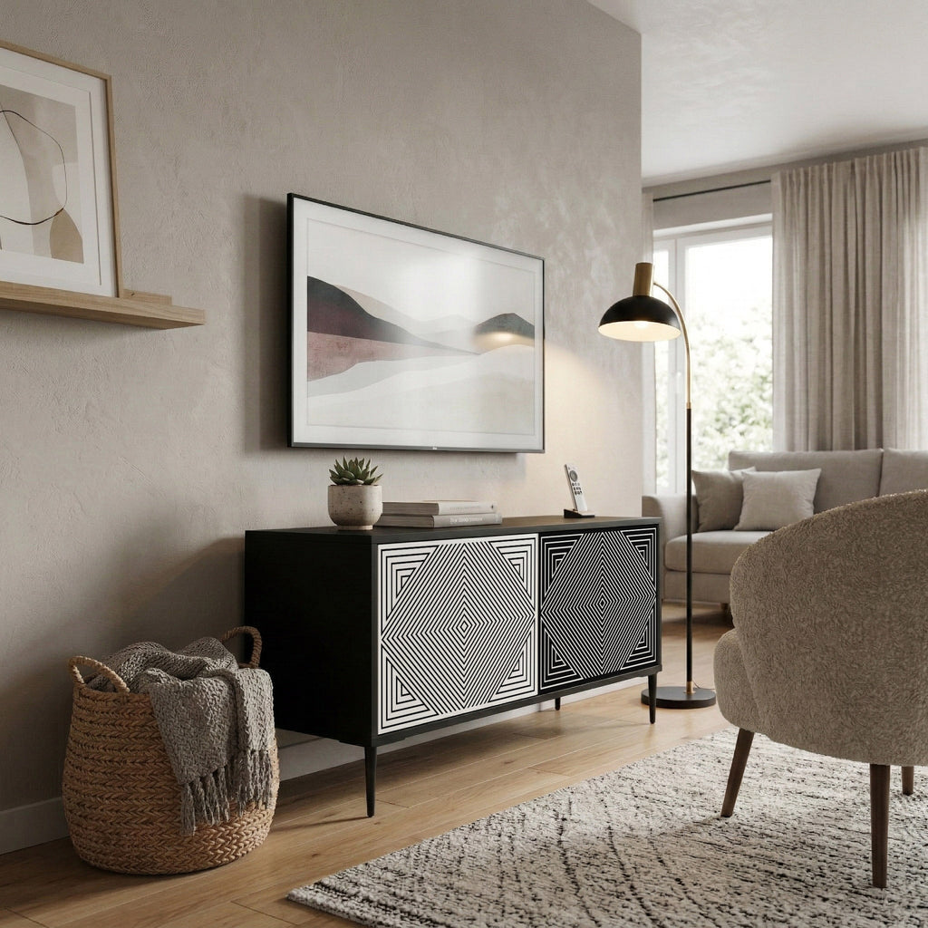 POLYGON ILLUSION Compact 2-Door TV Cabinet