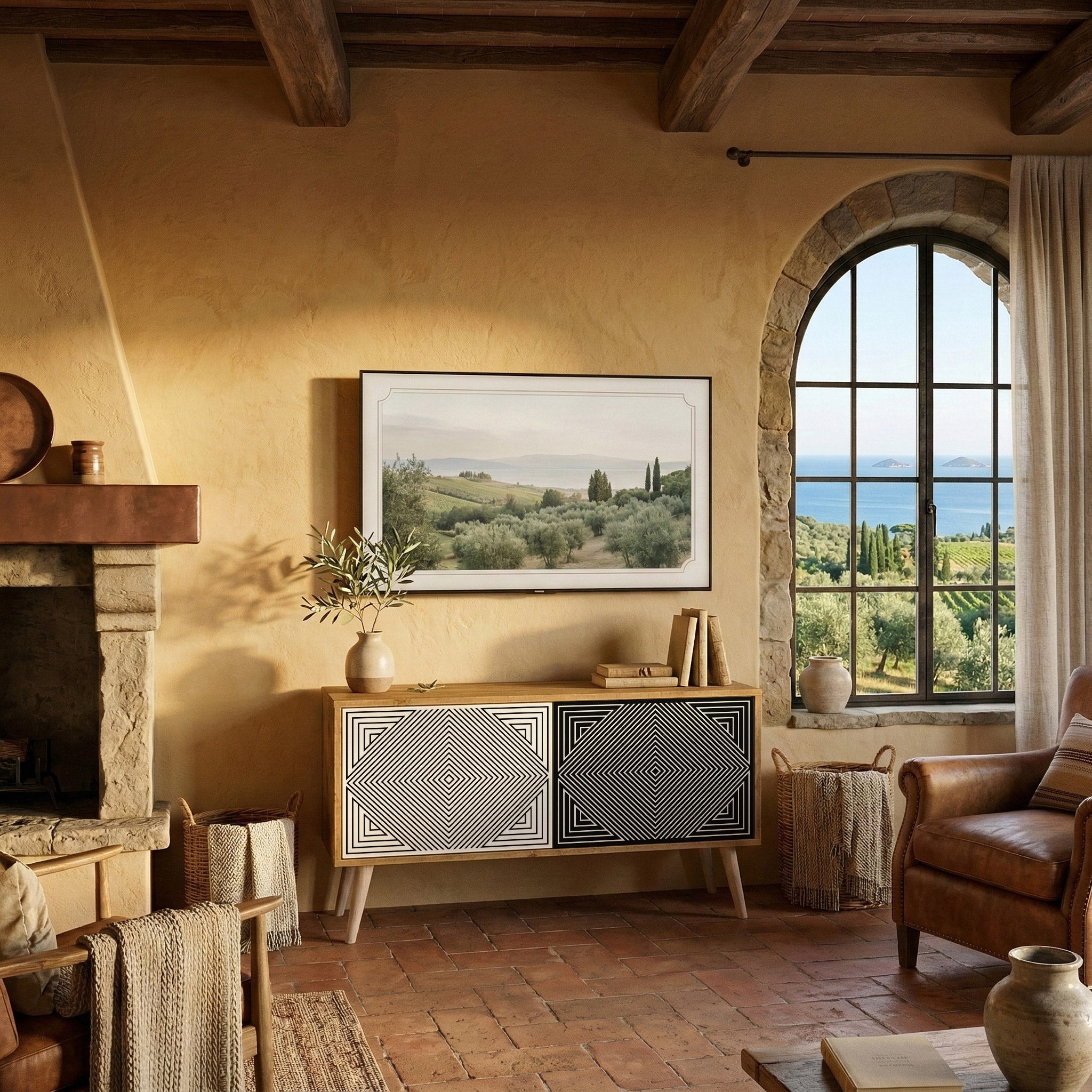 POLYGON ILLUSION Compact 2-Door TV Cabinet