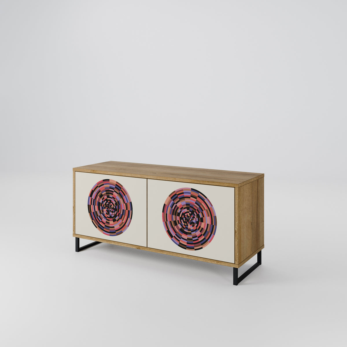 BROWN CIRCLES Compact 2-Door TV Cabinet