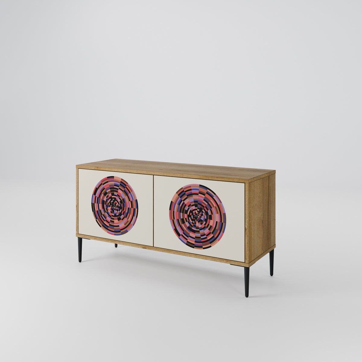 BROWN CIRCLES Compact 2-Door TV Cabinet
