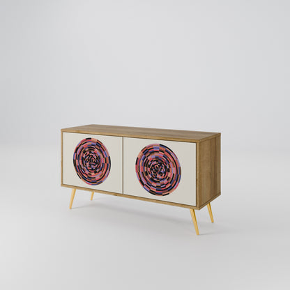 BROWN CIRCLES Compact 2-Door TV Cabinet