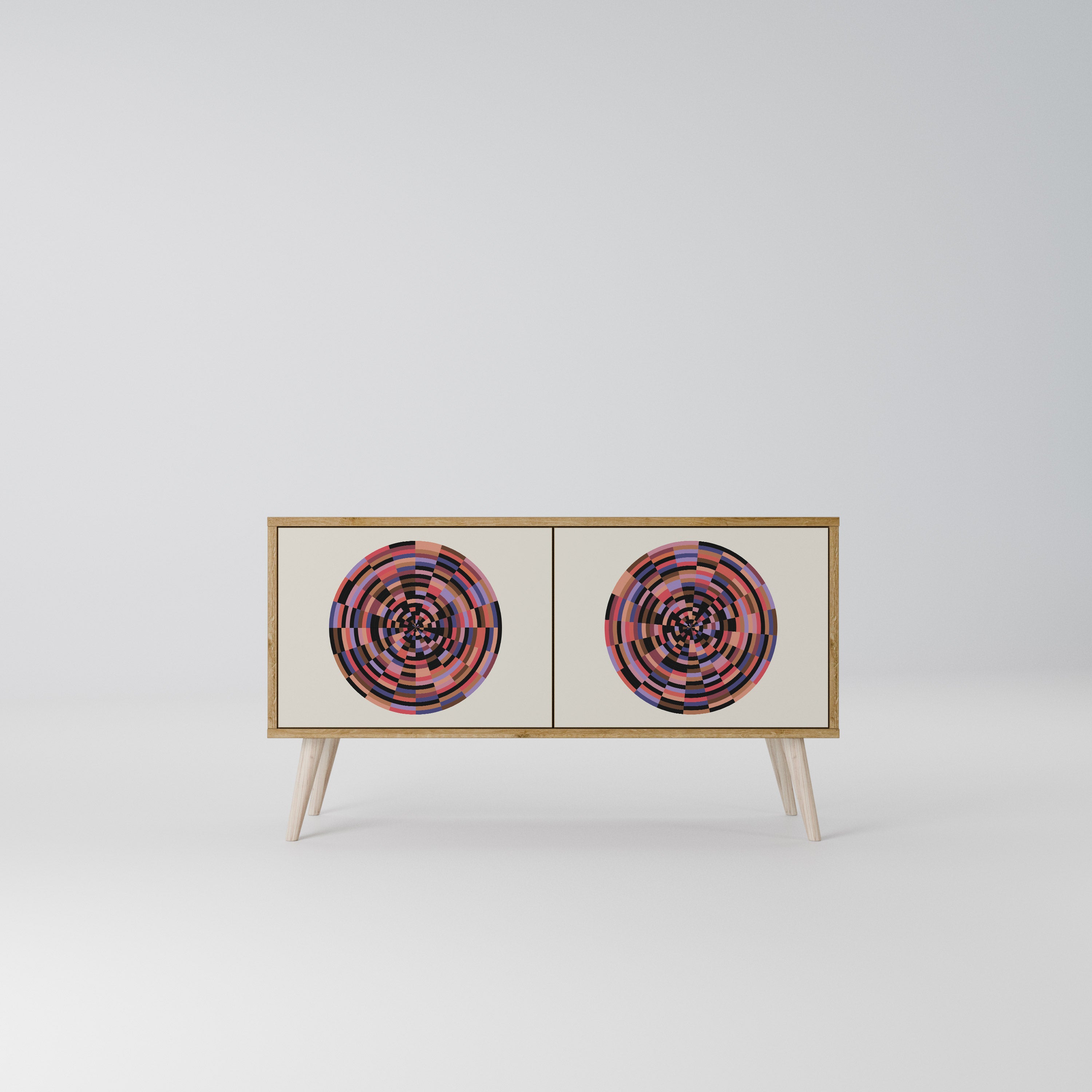 BROWN CIRCLES Compact 2-Door TV Cabinet