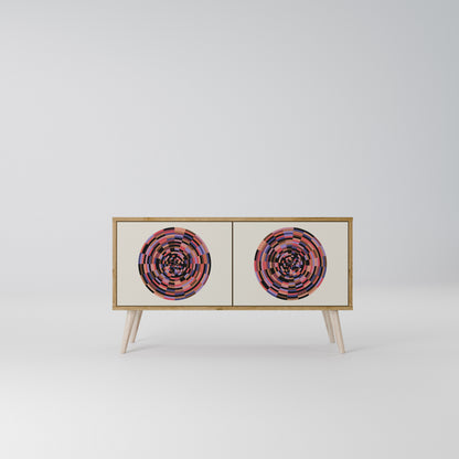 BROWN CIRCLES Compact 2-Door TV Cabinet