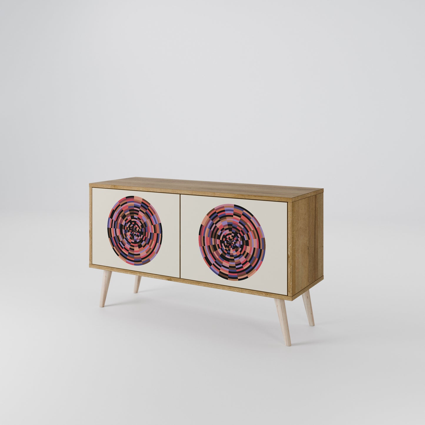 BROWN CIRCLES Compact 2-Door TV Cabinet