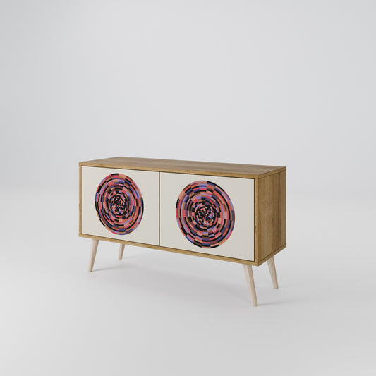 BROWN CIRCLES Compact 2-Door TV Cabinet