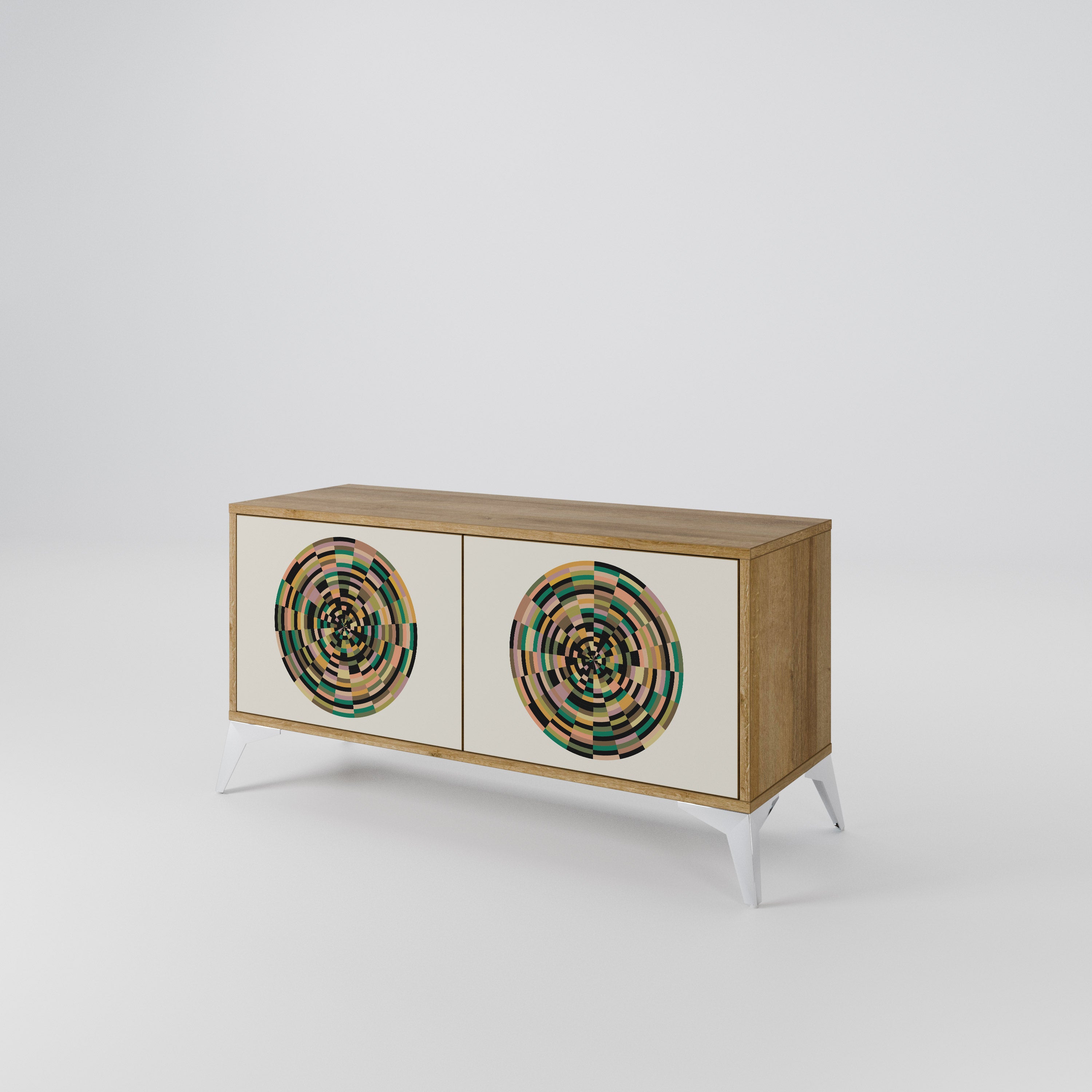 GREEN CIRCLES Compact 2-Door TV Cabinet