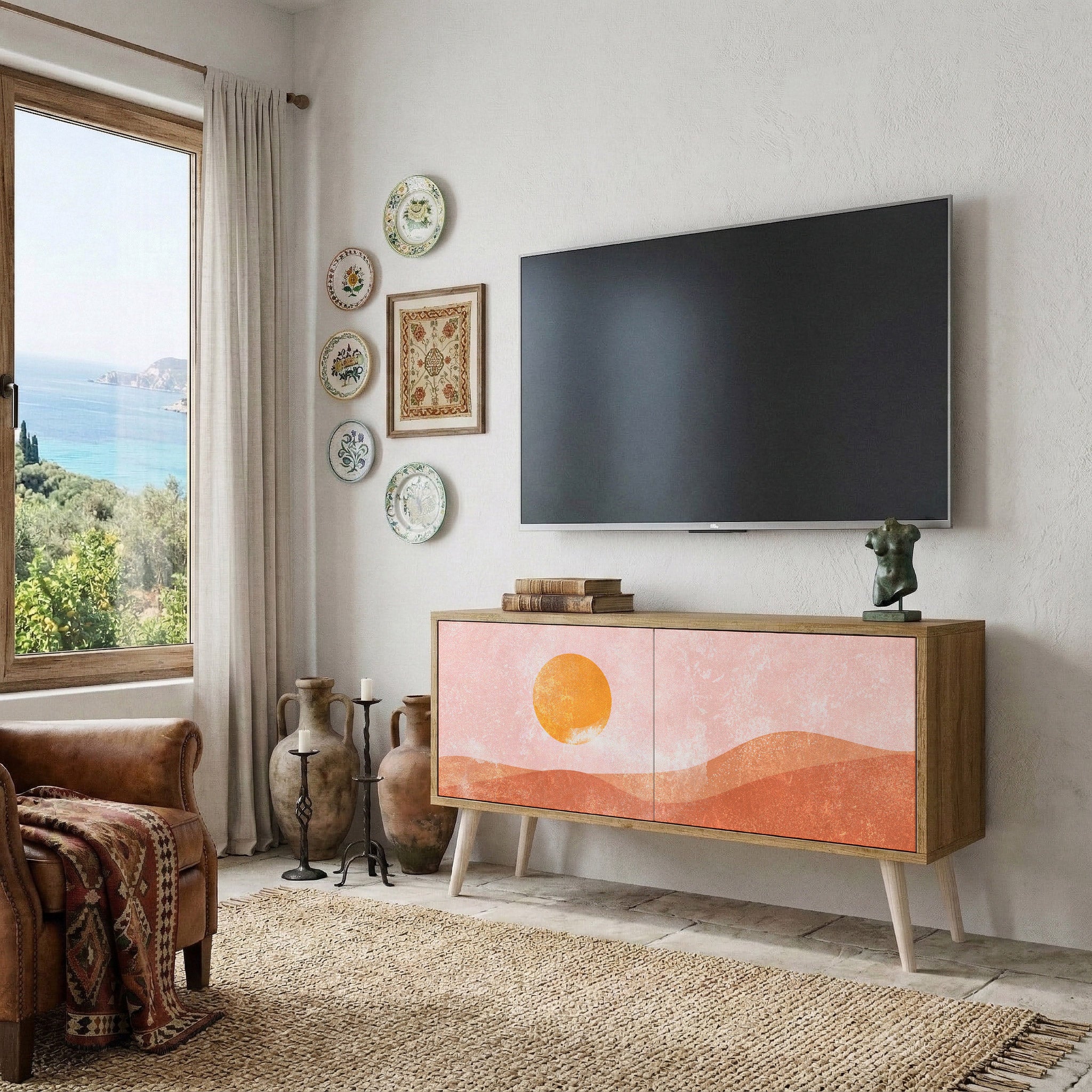 LUMINOUS SUNLIGHT Compact 2-Door TV Cabinet