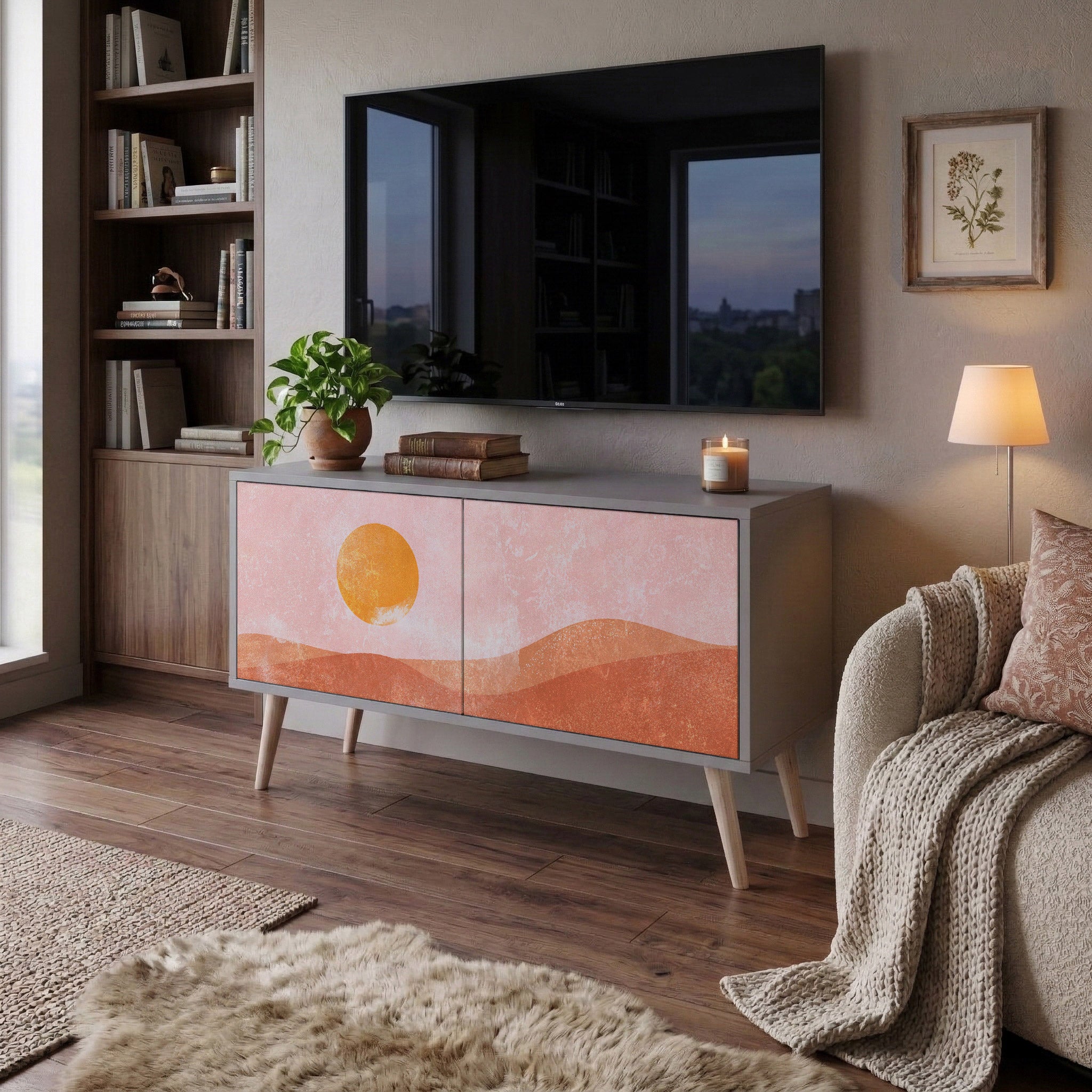 LUMINOUS SUNLIGHT Compact 2-Door TV Cabinet