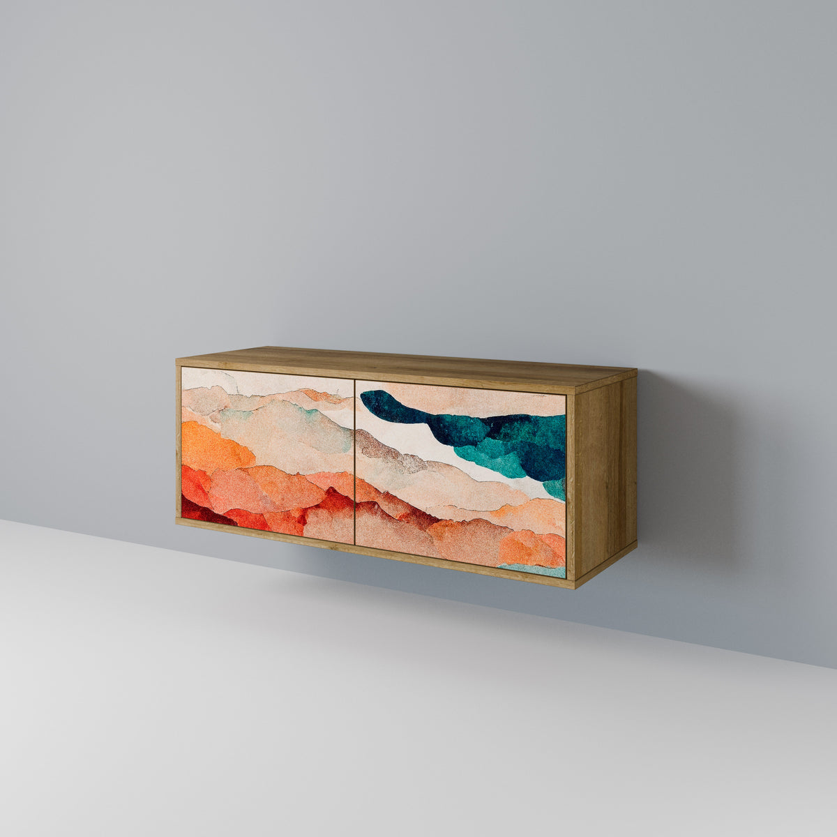 ABSTRACT LANDSCAPE Compact 2-Door TV Cabinet