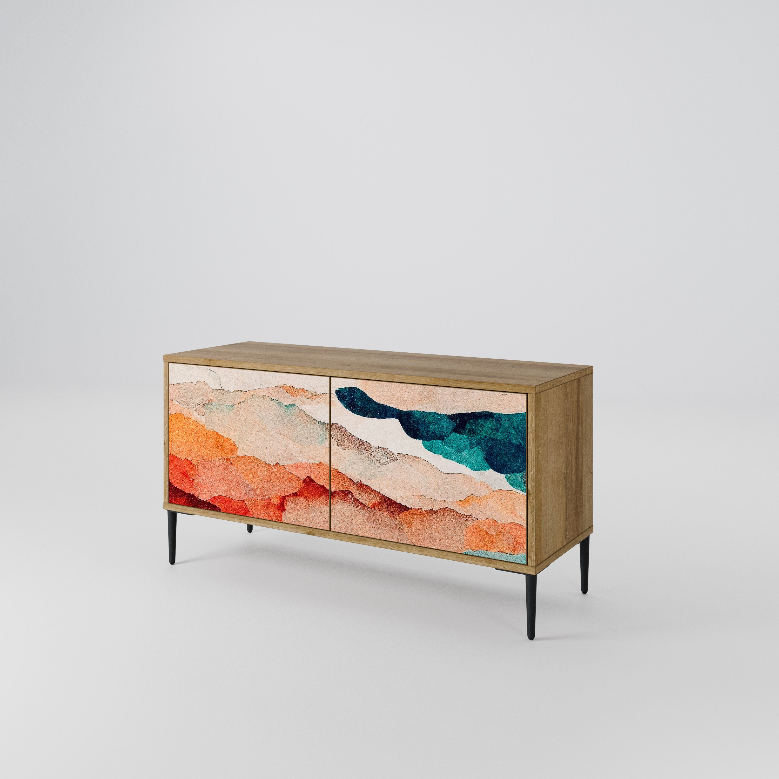 ABSTRACT LANDSCAPE Compact 2-Door TV Cabinet