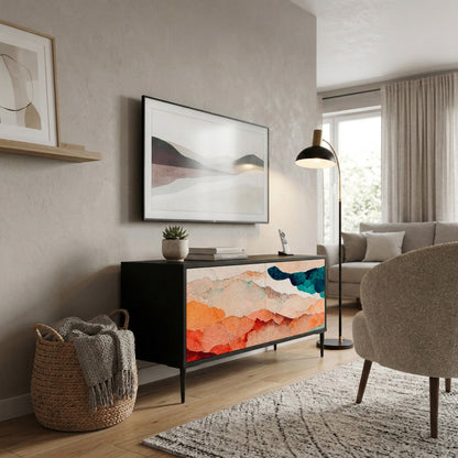 ABSTRACT LANDSCAPE Compact 2-Door TV Cabinet
